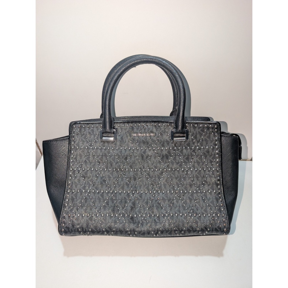 Michael Kors Selma Black Studded Hand Bag‎ Cross Body No Strap